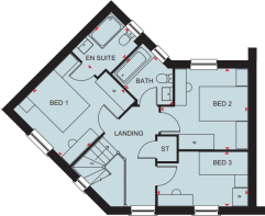 First floor plan of the Fairway 3 bedroom home at Foundry Lea