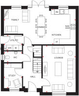 Ground floor plan of 4 bedroom Harris house type