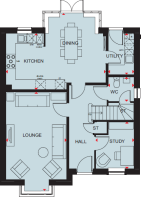 Ground floor plan of the Holden 4 bedroom home at Somer Meadows
