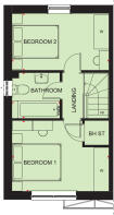 First floor plan of the Kenley 2 bedroom home at Pen Bethan