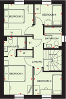First floor plan of the Chester four bedroom home at Foundry Lea