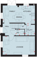 Ground floor plan of the Hadley 3 bedroom home