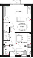 Floor plan of the Folkestone. 3 bed home. Ground floor.