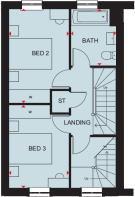 First floor plan of the Kennett 3 bedroom home at Foundry Lea