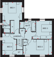 First floor plan of the Avondale 4 bedroom home at Somer Meadows