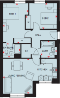 Floor plan of the Aldbourne two bedroom apartment