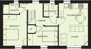 Floor plan of the Alverton two bedroom home at Foundry Lea