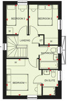 First floor plan of the Moresby 3 bedroom home at Treledan, Saltash