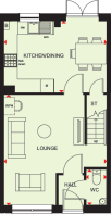 Ground floor plan of the Maidstone three bedroom home at Foundry Lea
