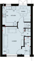 First floor plan of the Archford 3 bedroom home at Treledan