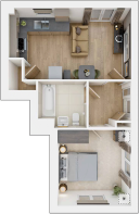 Kitchen and living room
