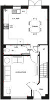 Ground floor floor plan of the Ellerton. 3 bed home.