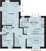 Ground floor plan of the Avondale at Ladden Garden Village