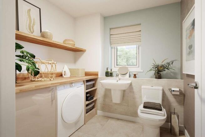 A handy downstairs cloakroom with extra storage space