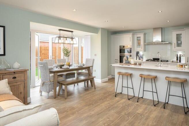 Kitchen and dining room of the Cornell, 4 bedroom home