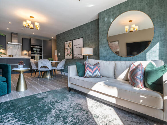 Living room kitchen of a Redrow apartment