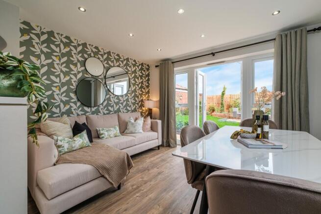 Interior view of our family & dining space in our 3 bed Knightwood home