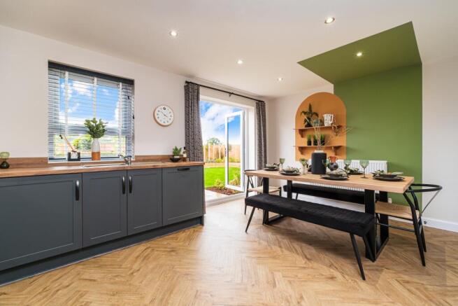 Interior view of our kitchen & dining in our 3 bed Mewstone home