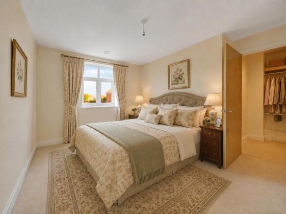 a bedroom with a large bed