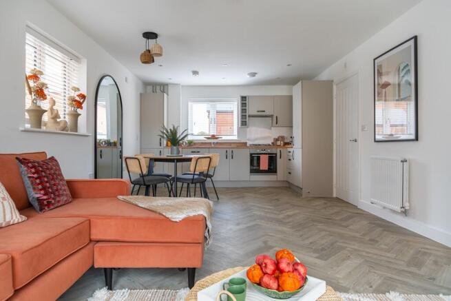 An open-plan living, kitchen and dining area