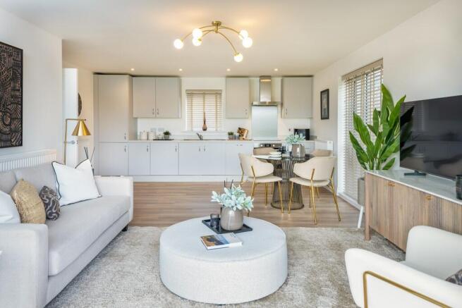 the sheepley apartment kitchen, living, dining room waterbeach cambridgeshire