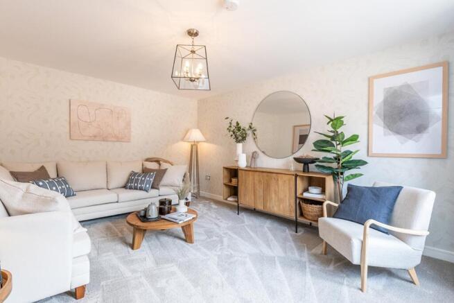 A well proportioned lounge overlooks the front of the home