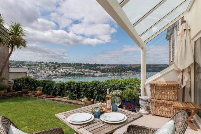 Patio and Garden, Hillside Cottage, Kingswear