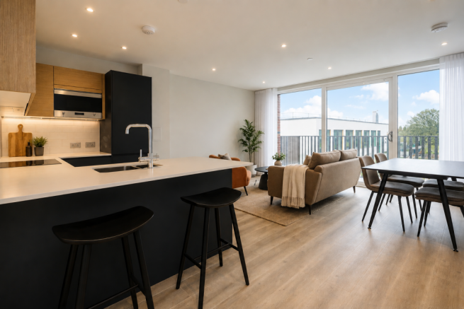 Kitchen area with breakfast bar