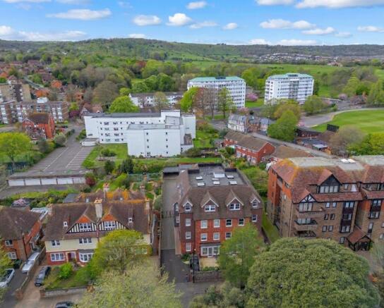 Drone image with a view of the sea
