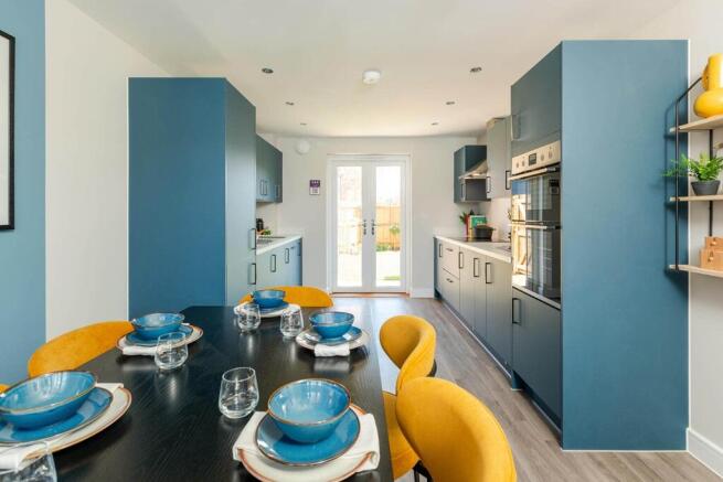 An adjoining dining area makes entertaining family and friends easy