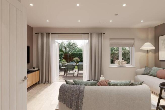 Bright, open-plan living space with garden access