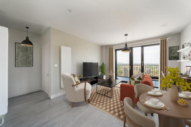 Pullman virtually staged living / dining room