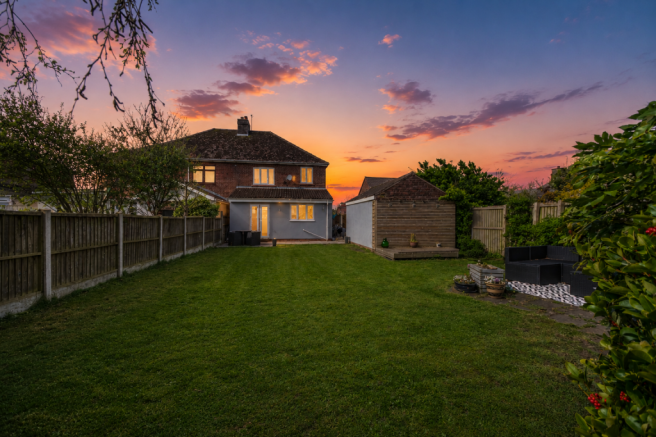 nighttime shot rear elevation