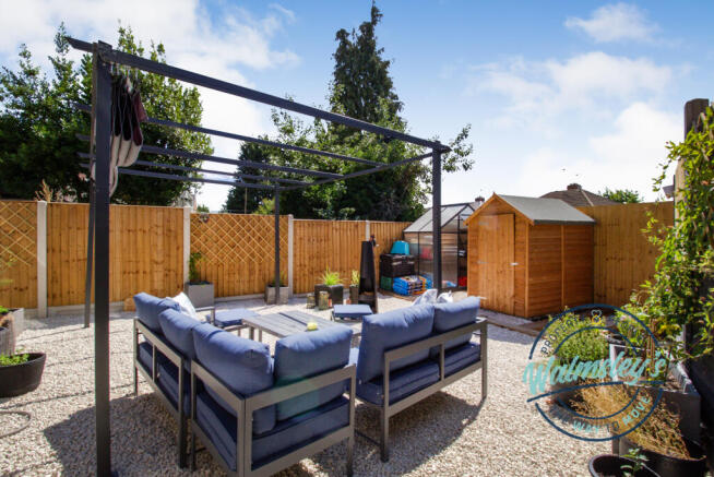 Rear gardens with new fencing & shed