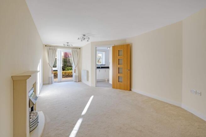 a room with a door and a window