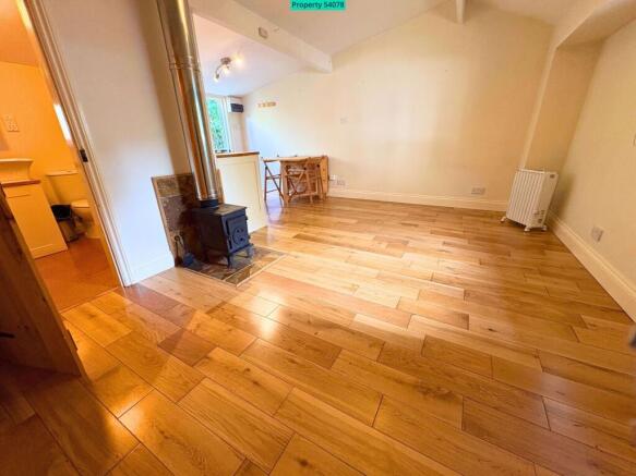 Living area with wood-burning stove