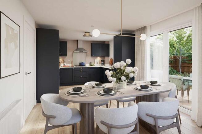 A sociable kitchen and dining area