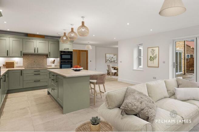 Open Plan Kitchen Living Dining, Millfield House, Corby Glen (virtually staged)