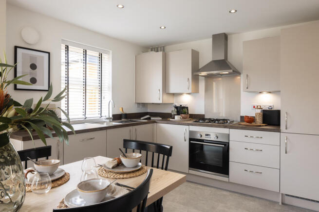 internal shot of the kitchen in the hadley show home