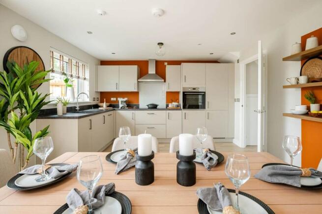 A modern kitchen/dining area