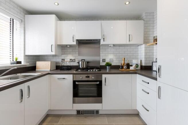 Modern kitchen at the front of the home