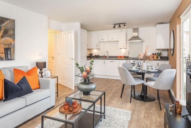 Contemporary kitchen living and dining room in a 2 bed Hornsea