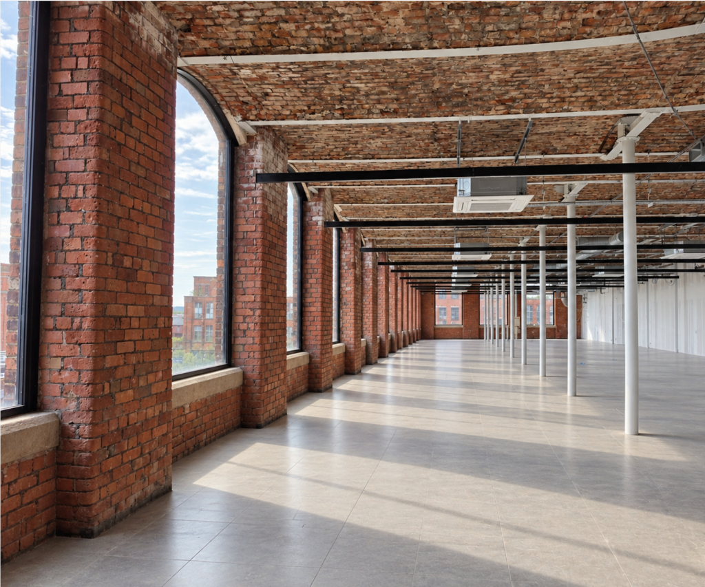 Open plan office space in restored victorain mill, wigan