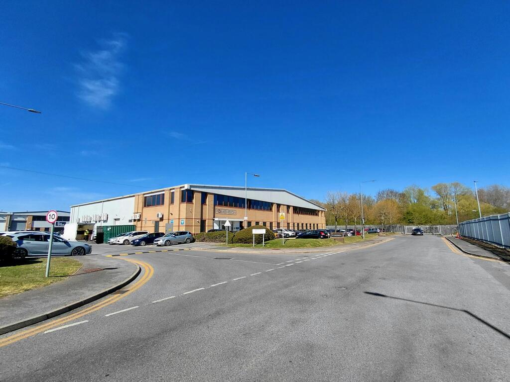 Unit 5 Alpha Way, Egham, external front of warehouse, industrial unit approach road.jpg